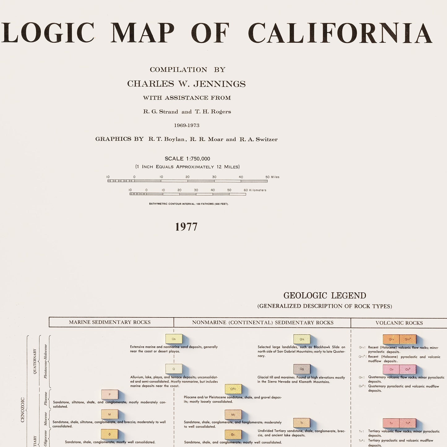California 1977 Shaded Relief Map