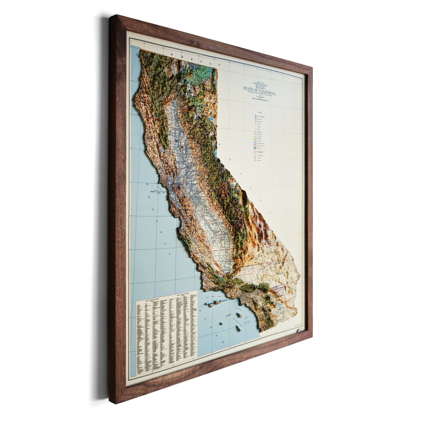 California 1944 3D Raised Relief Map