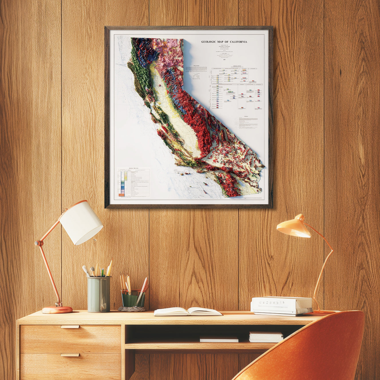 California 1977 Shaded Relief Map