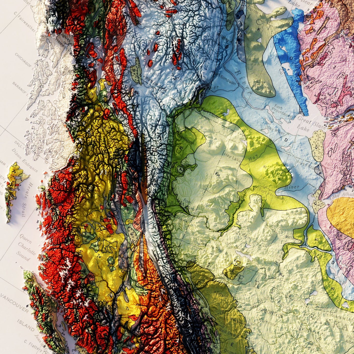 Canada 1956 Shaded Relief Map