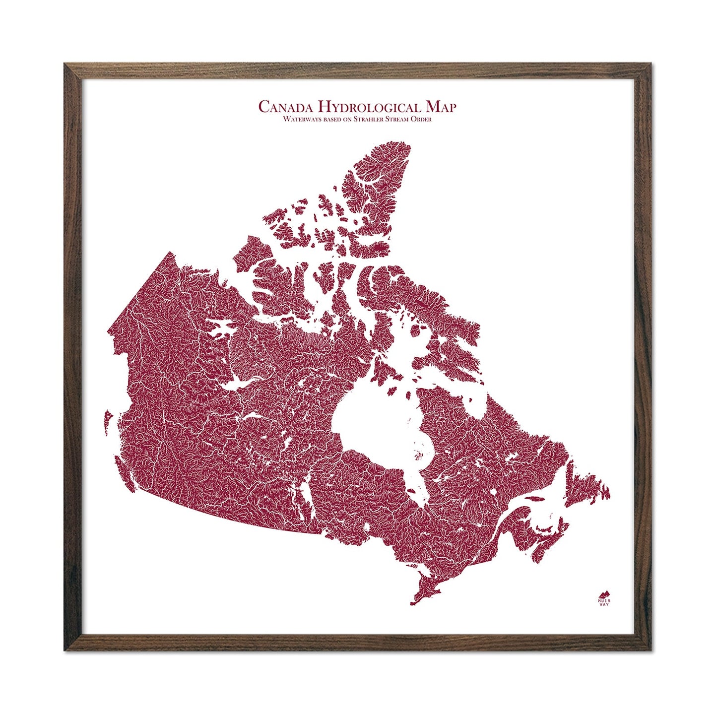 Hydrological Map of Canada in Red