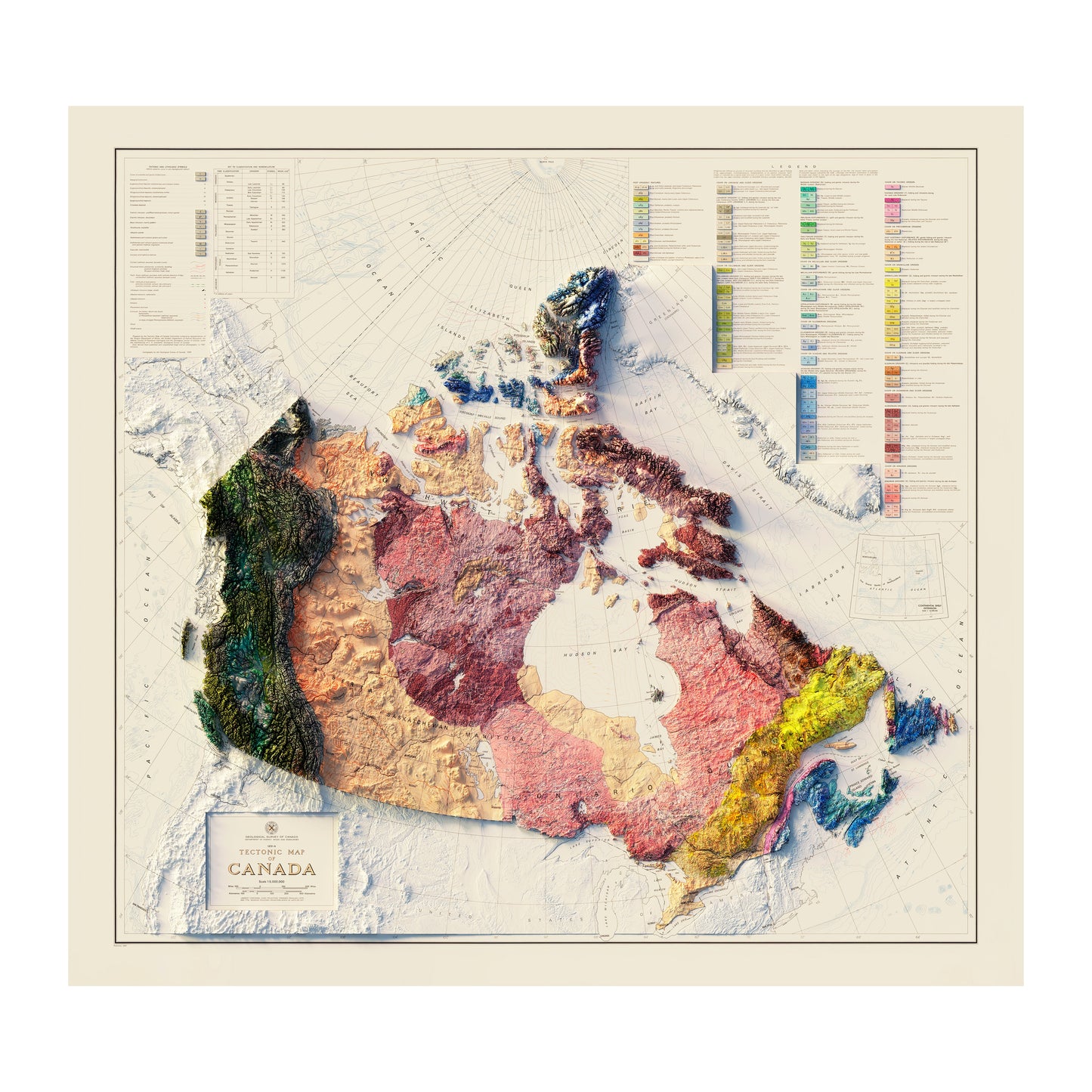 Vintage Canada Shaded Relief Map - 1968