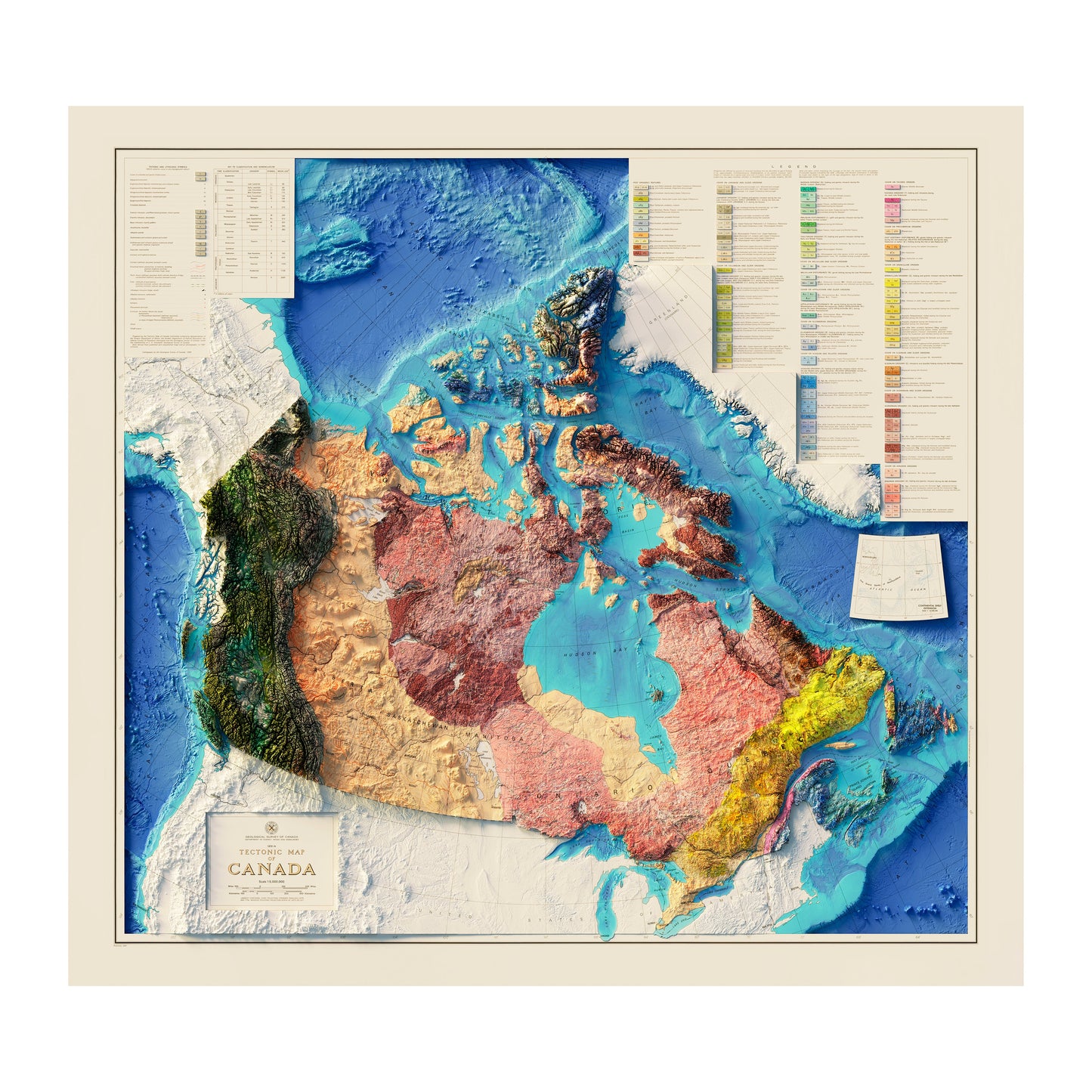 Vintage Canada Shaded Relief Map - 1968