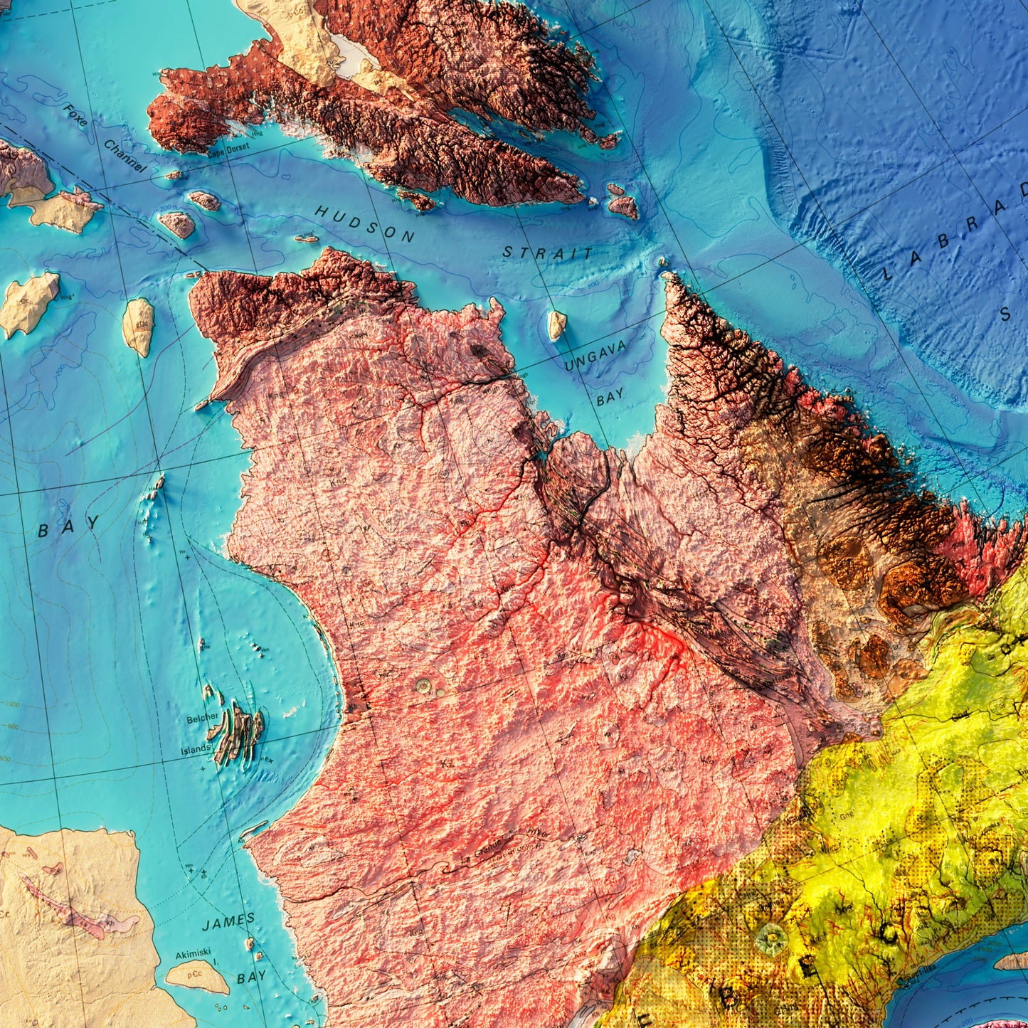 Canada 1968 Shaded Relief Map
