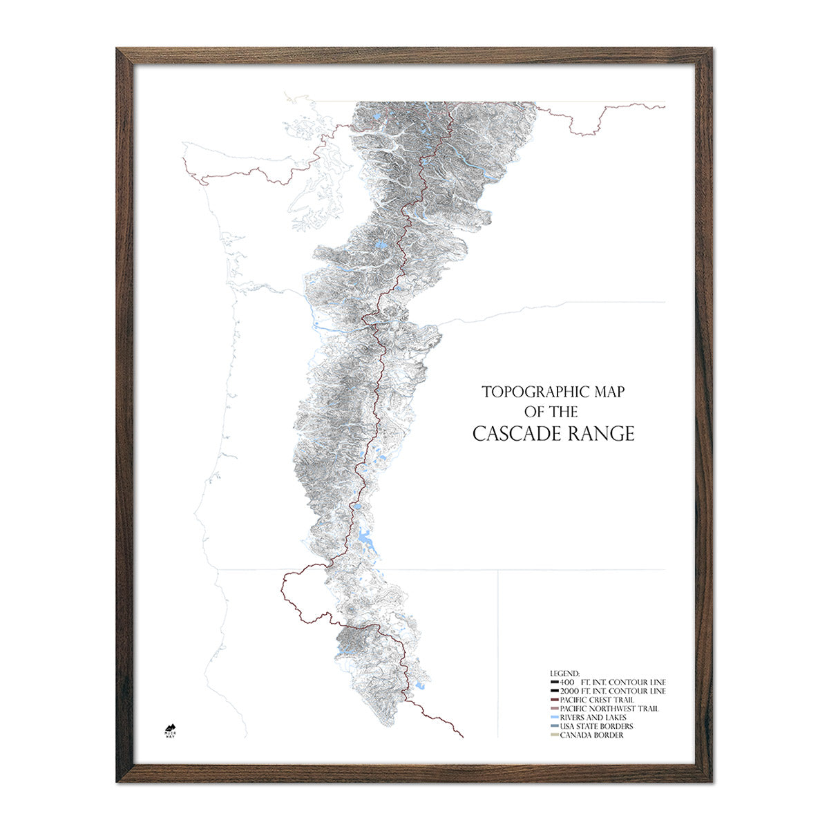 Map of Cascade Mountains Range