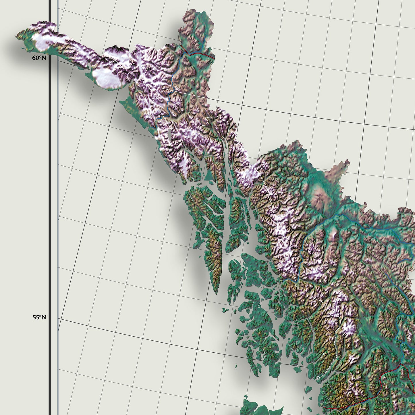 Cascadia Shaded Relief Map