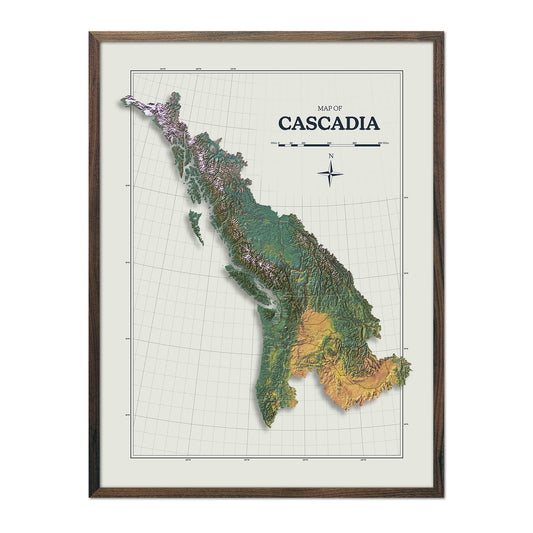 Cascadia Shaded Relief Map
