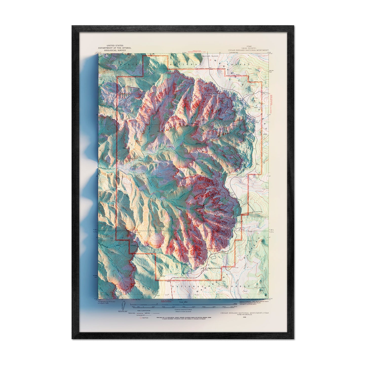 Vintage Cedar Breaks Relief Map - 1936