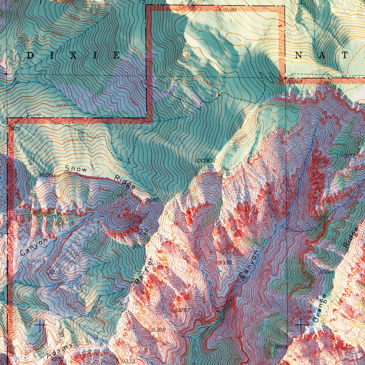 Cedar Breaks 1936 Shaded Relief Map