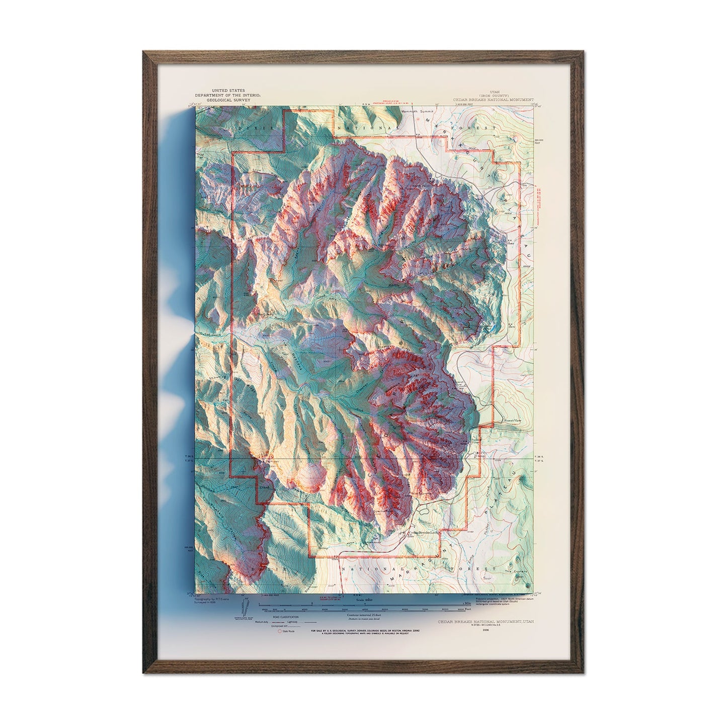 Vintage Cedar Breaks Relief Map - 1936