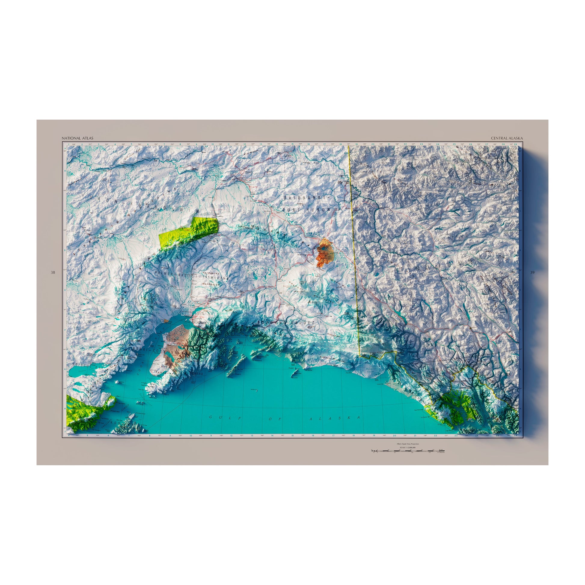 Vintage Central Alaska Relief Map - 1970