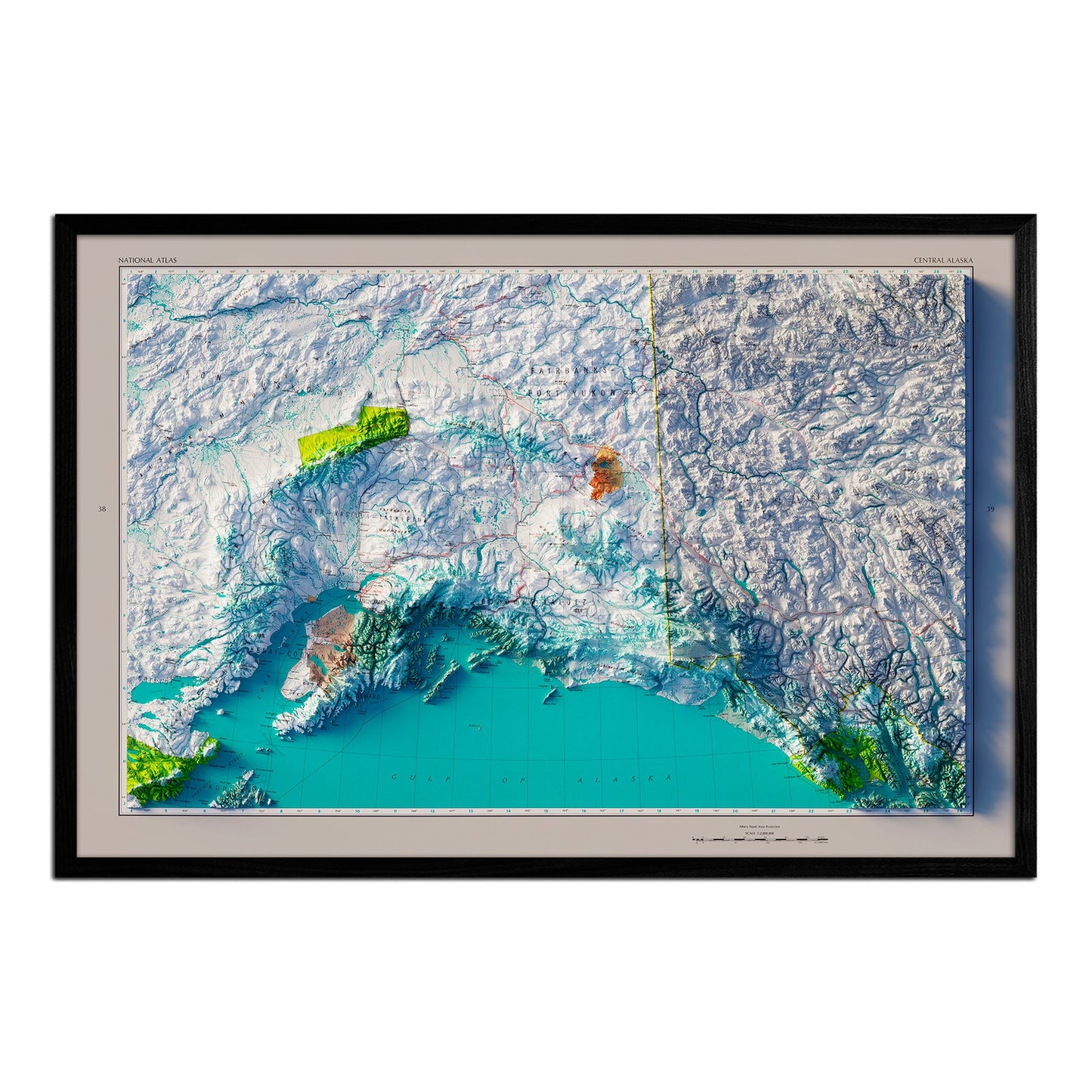 Vintage Central Alaska Relief Map - 1970