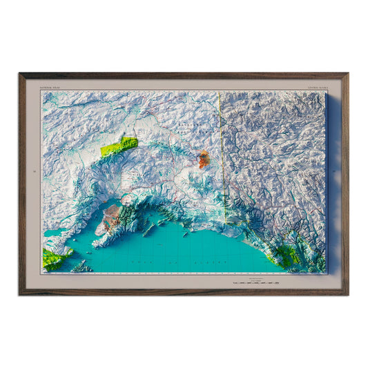 Vintage Central Alaska Relief Map - 1970