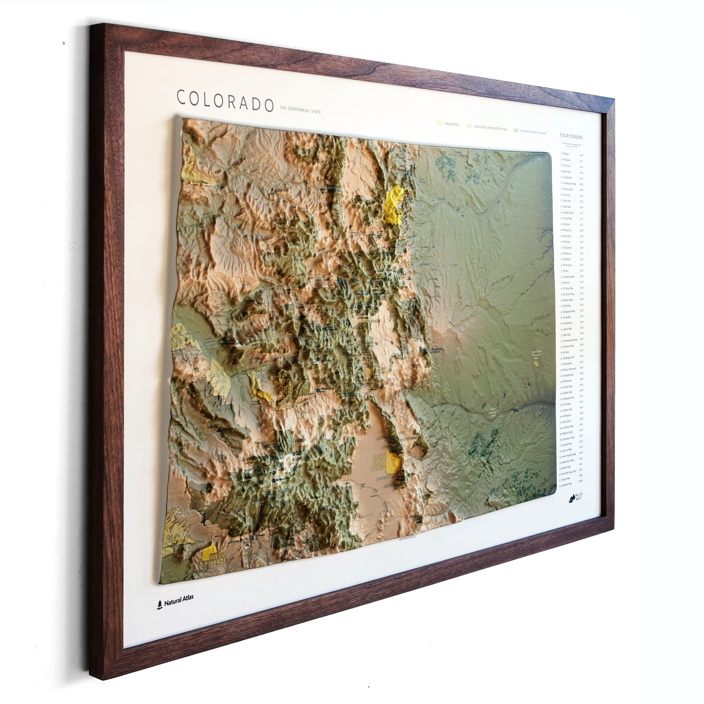 Colorado 14ers 3D Raised Relief Map