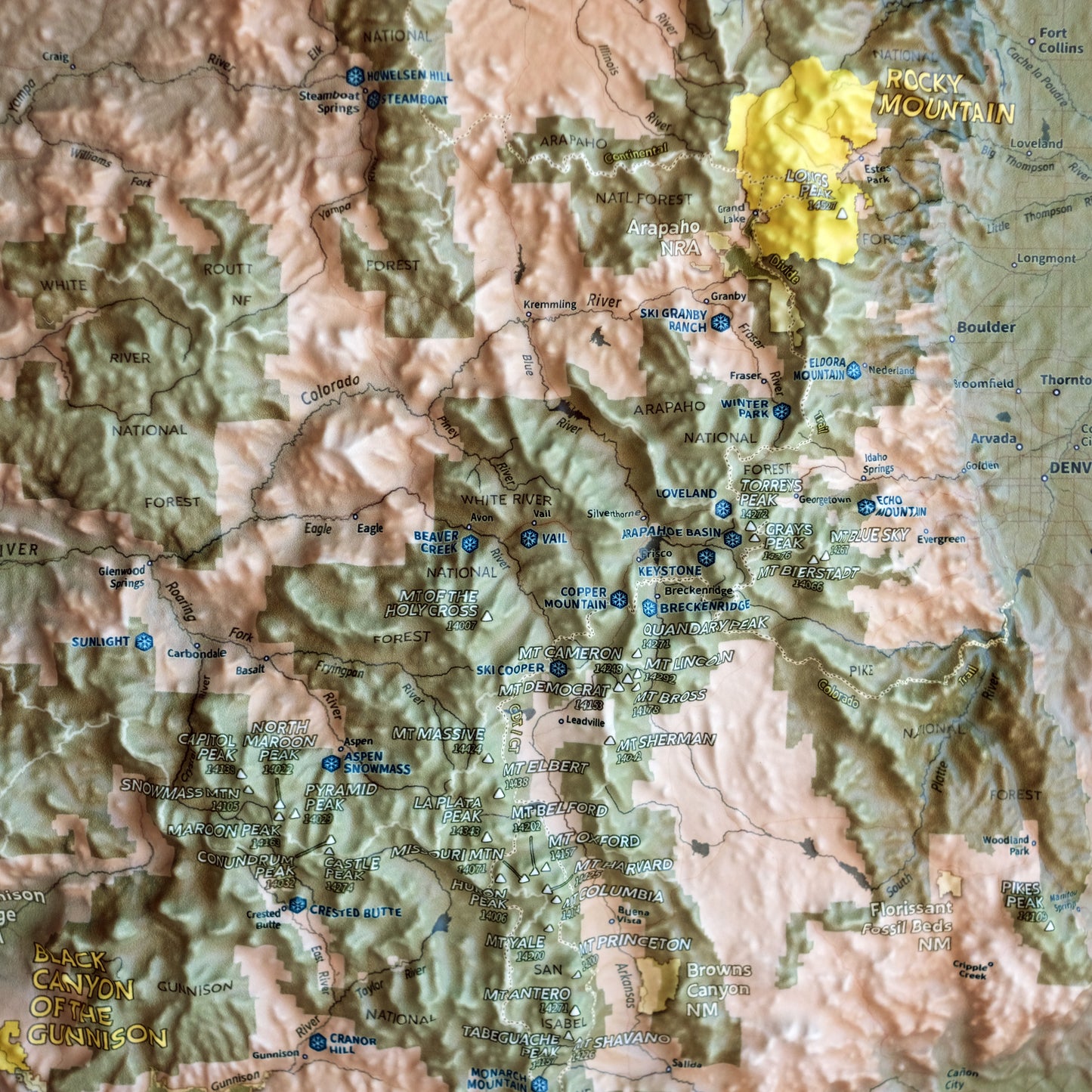 Colorado 14ers 3D Raised Relief Map