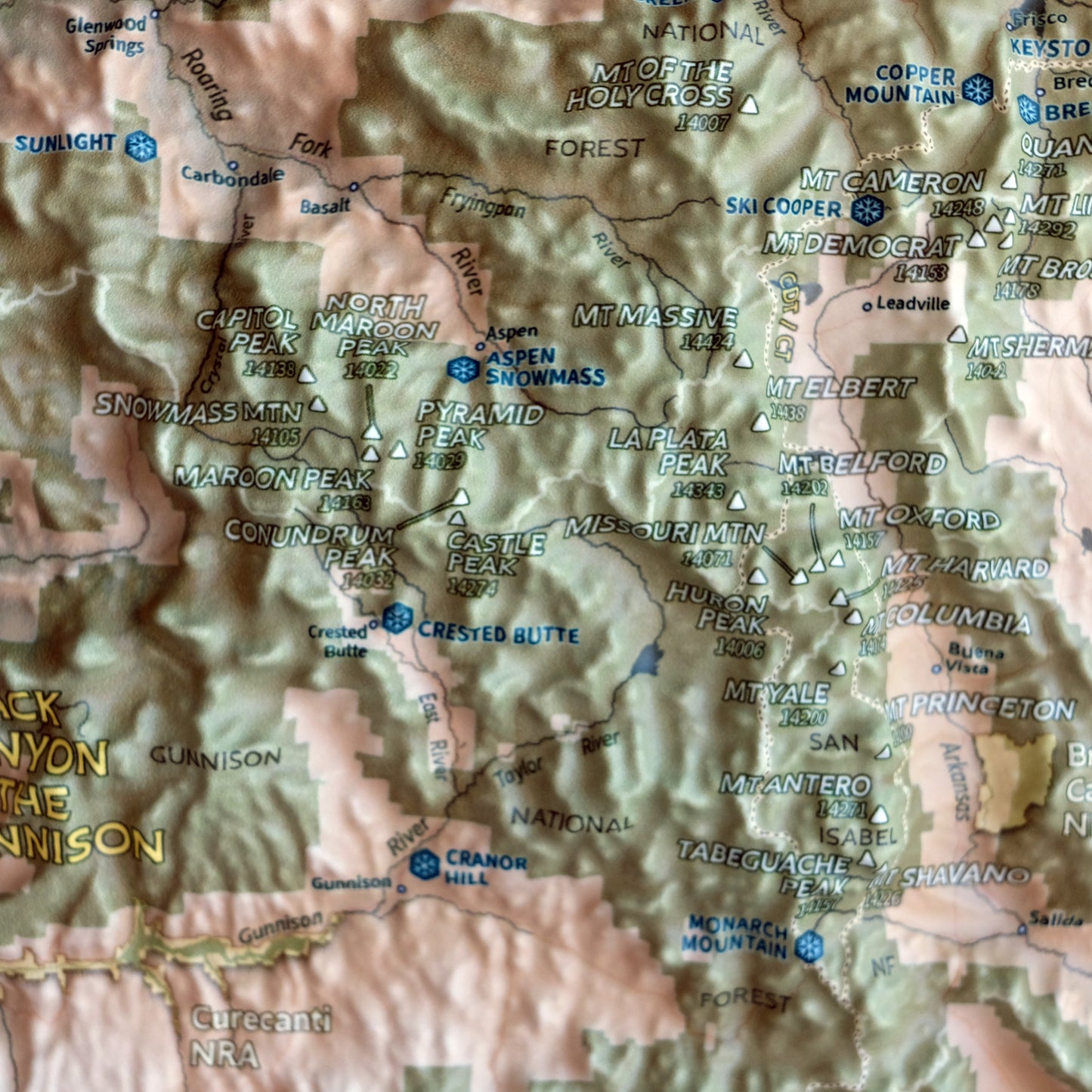 Colorado 14ers 3D Raised Relief Map