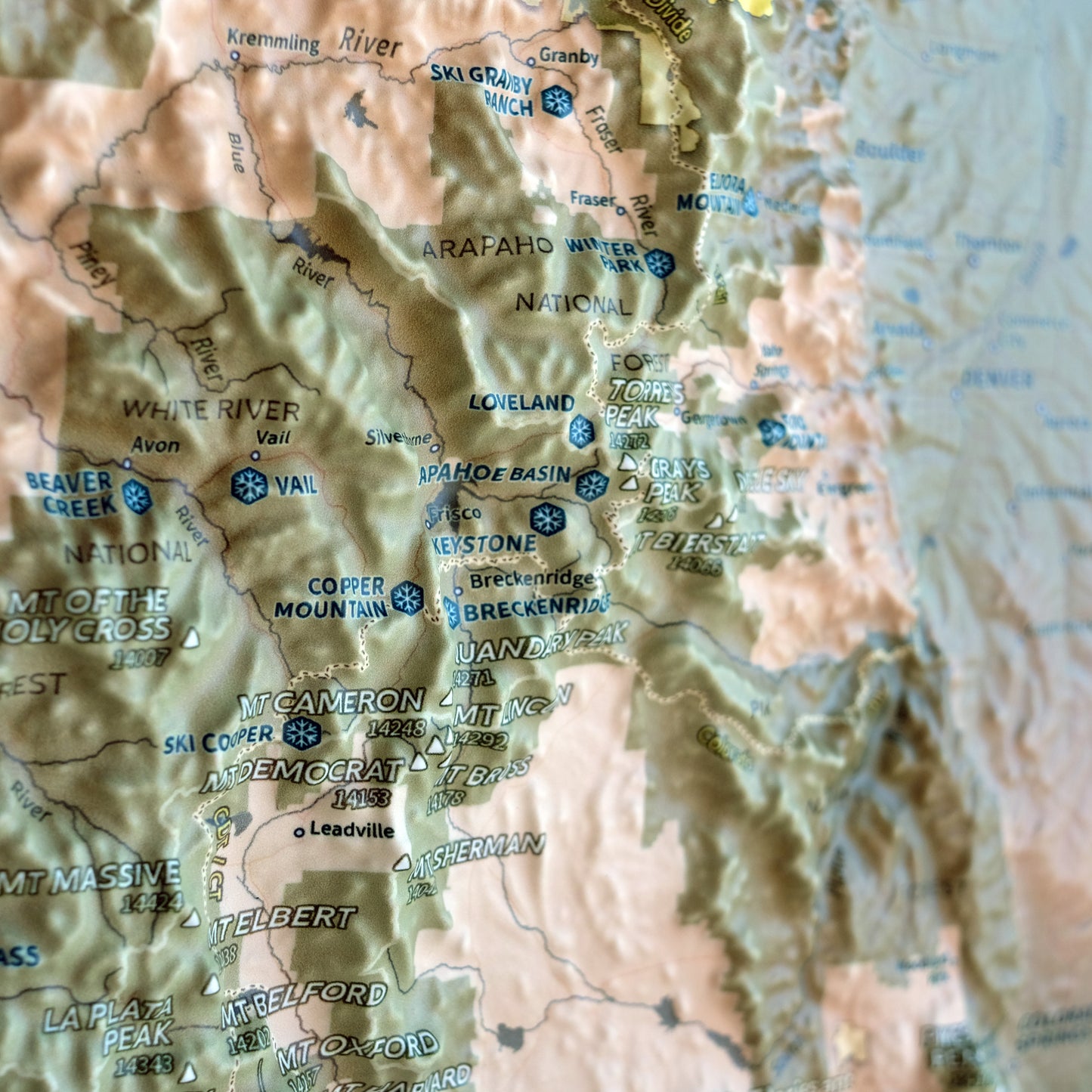 Colorado 14ers 3D Raised Relief Map