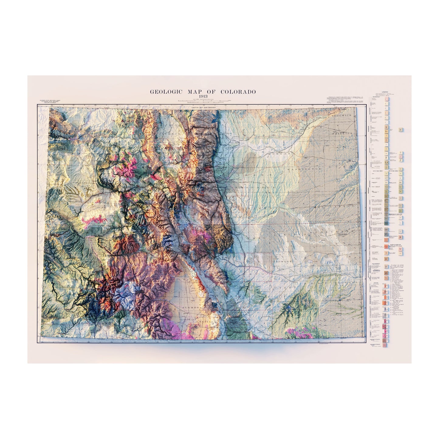 Vintage Colorado Relief Map - 1913