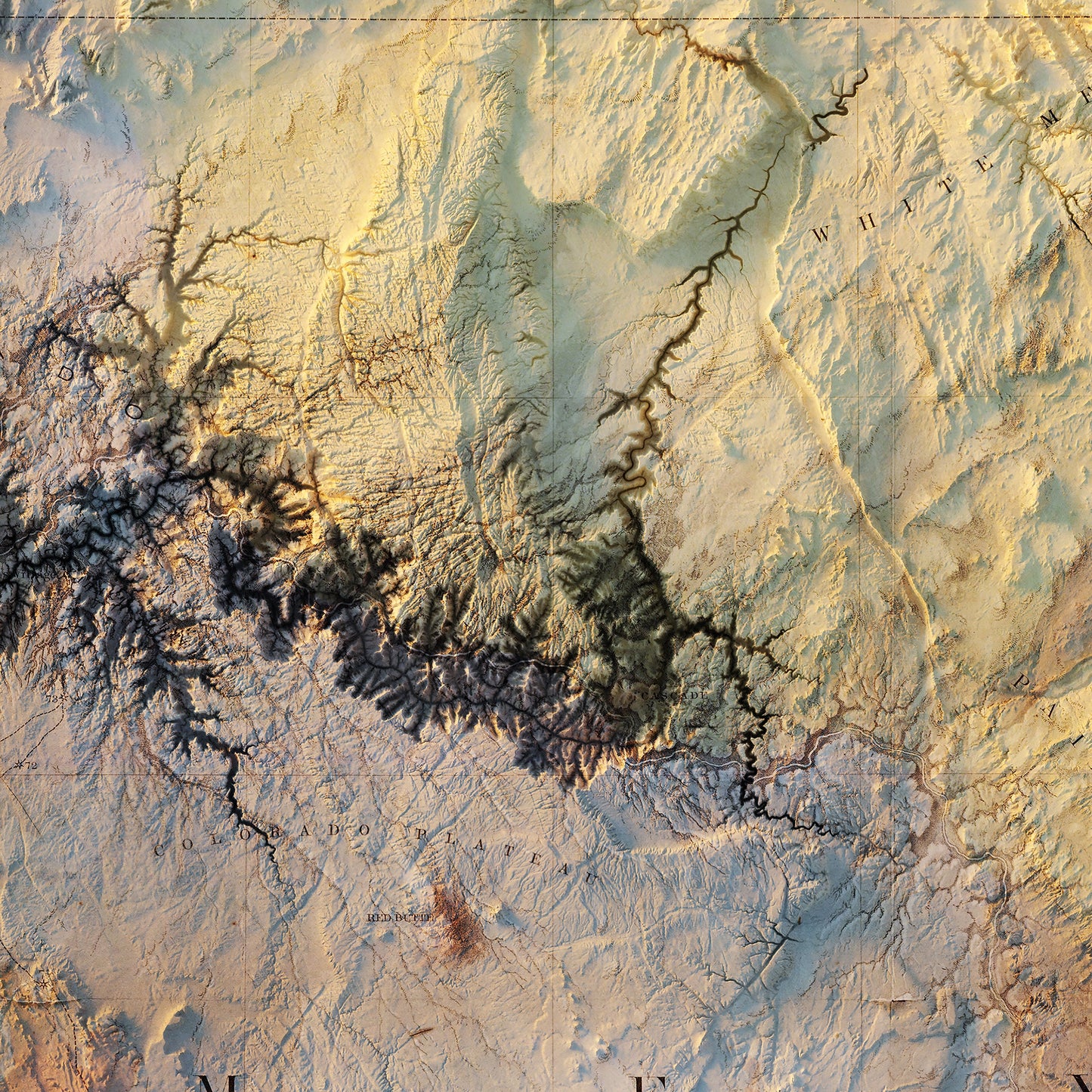Colorado River 1858 Shaded Relief Map