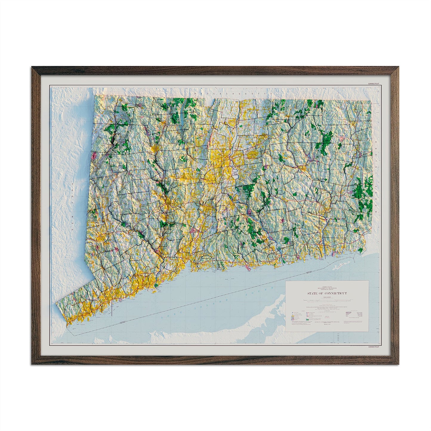 Vintage Connecticut Relief Map - 1974