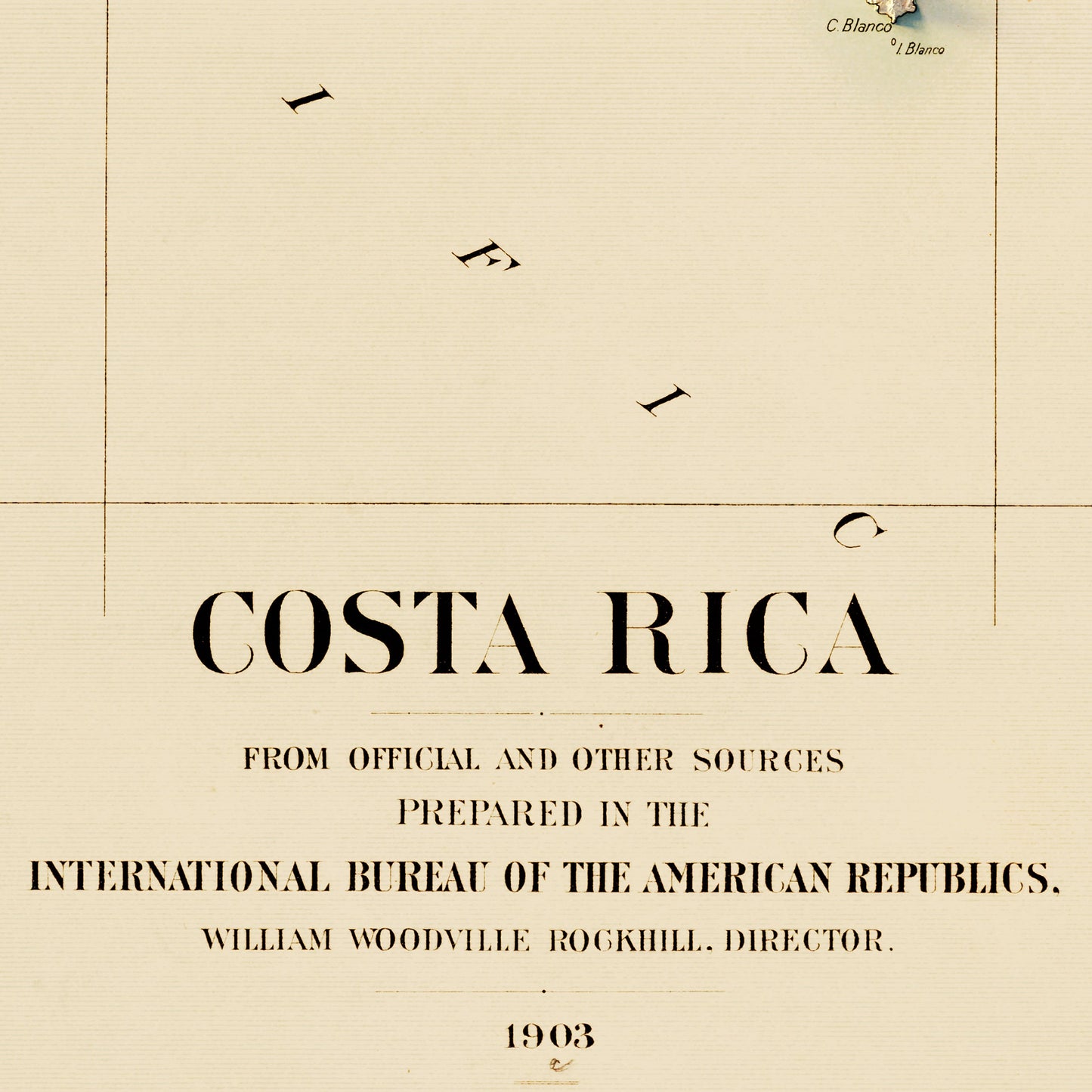Costa Rica 1903 Shaded Relief Map