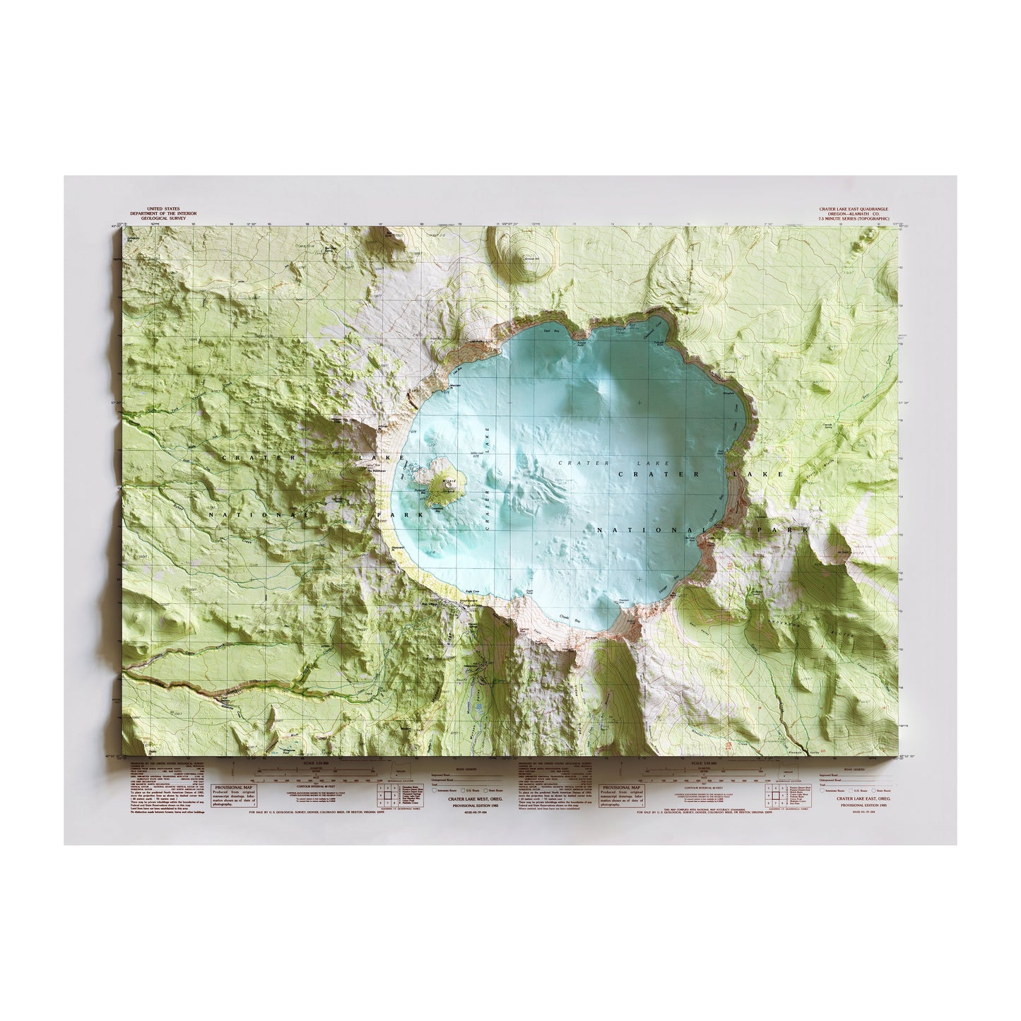 Crater Lake Relief Map - 1985