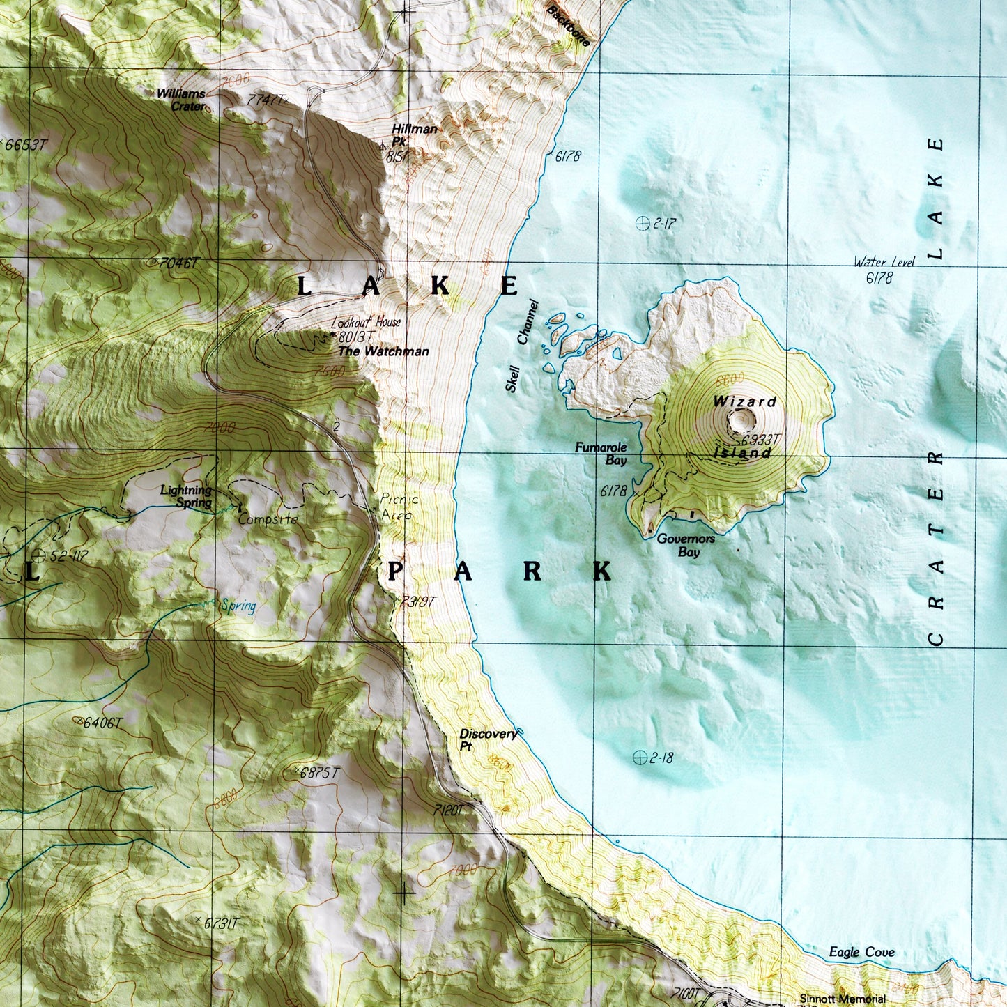 Crater Lake 1985 Shaded Relief Map