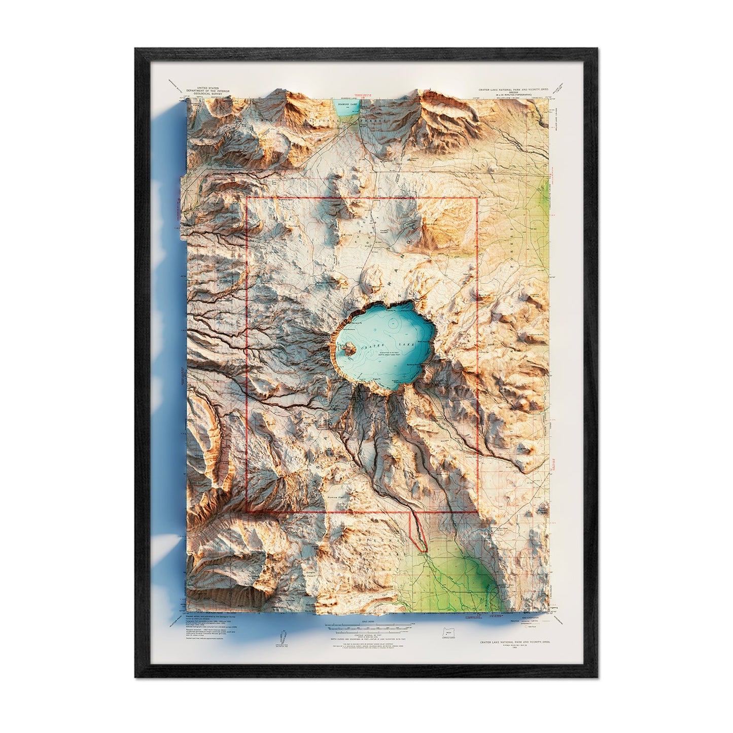 Vintage Crater Lake 1956 Relief Map