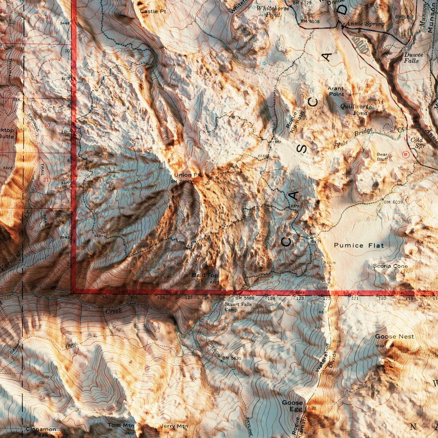 Crater Lake 1956 Shaded Relief Map