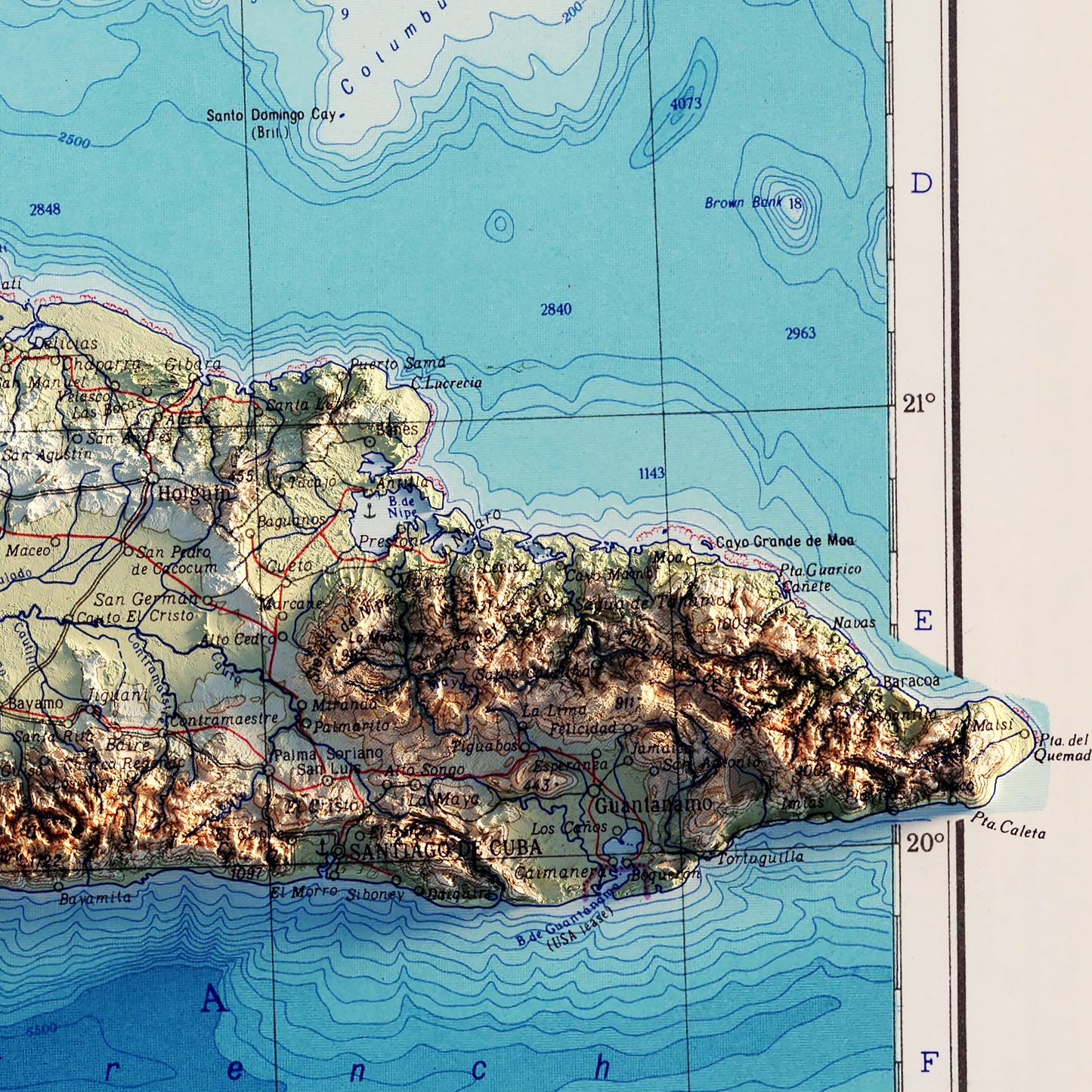 Cuba 1967 Shaded Relief Map