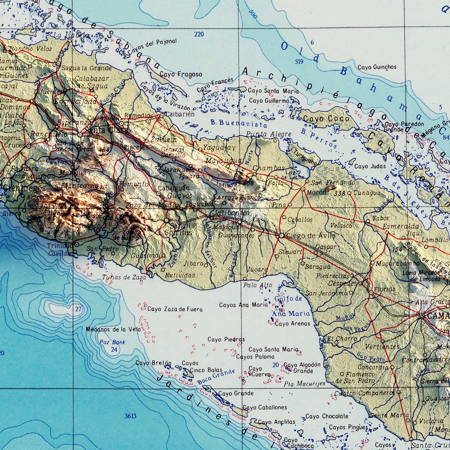 Cuba 1967 Shaded Relief Map