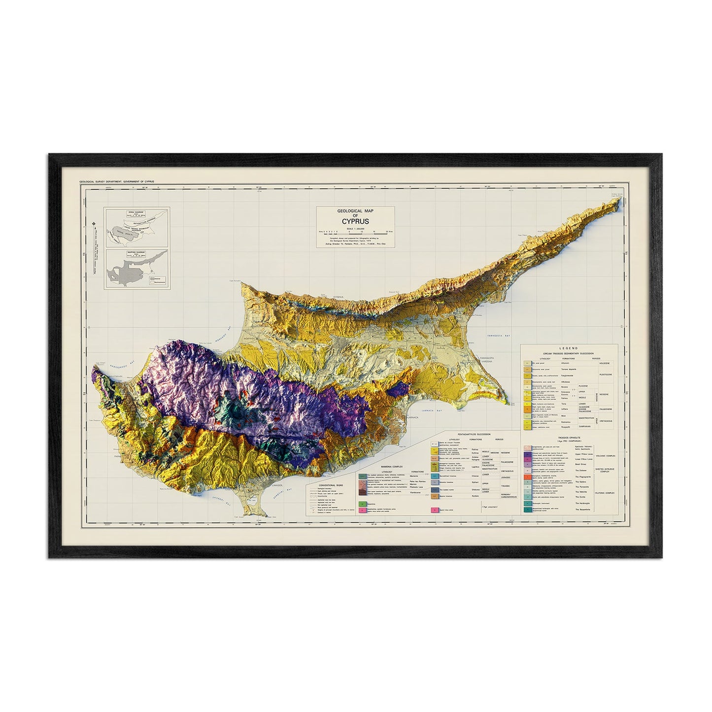 Vintage Cyprus Relief Map - 1979