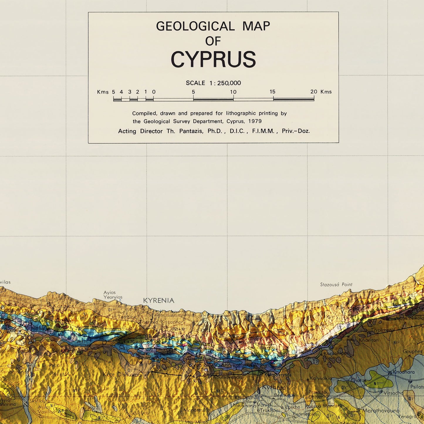 Cyprus 1979 Shaded Relief Map