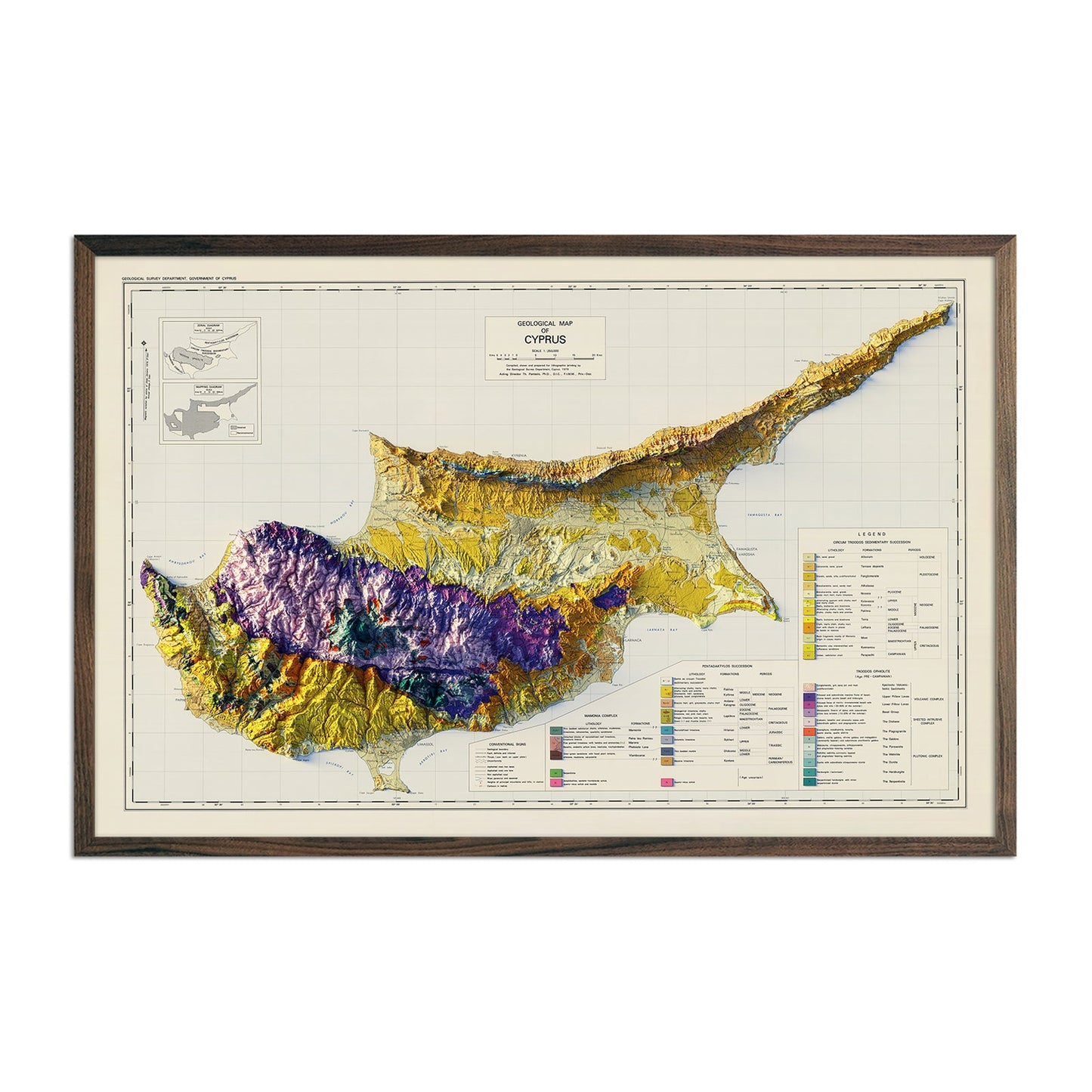 Vintage Cyprus Relief Map - 1979