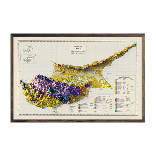 Vintage Cyprus Relief Map - 1979