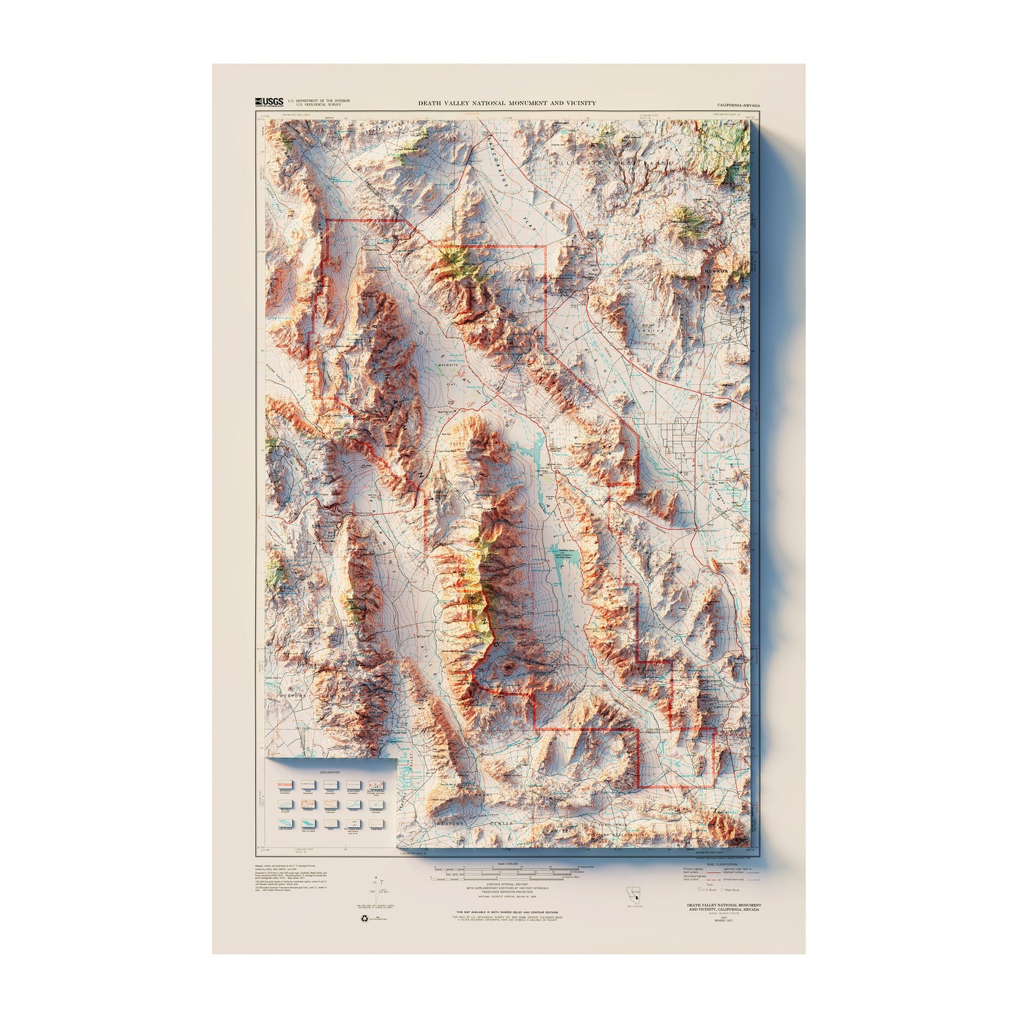 Vintage Death Valley Relief Map - 1977