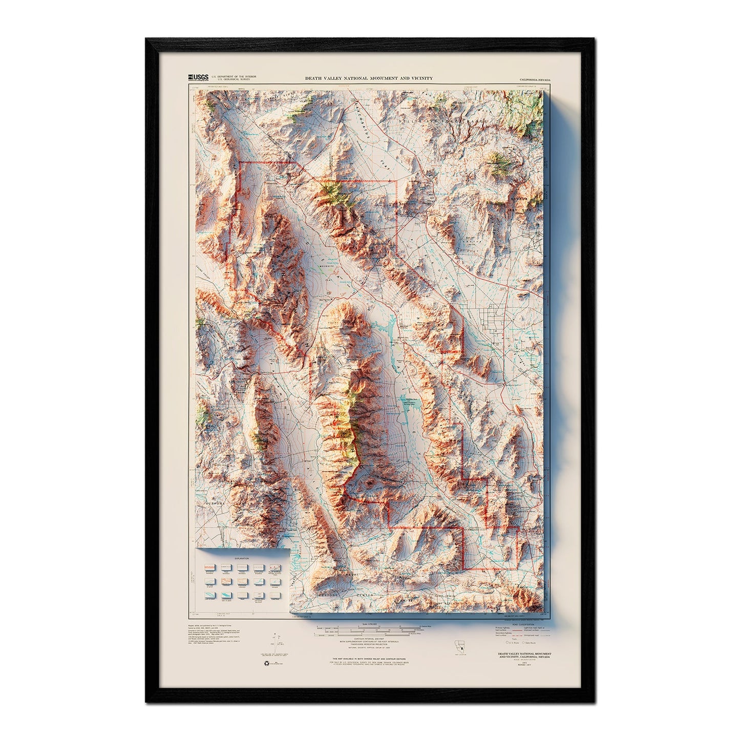 Vintage Death Valley Relief Map - 1977