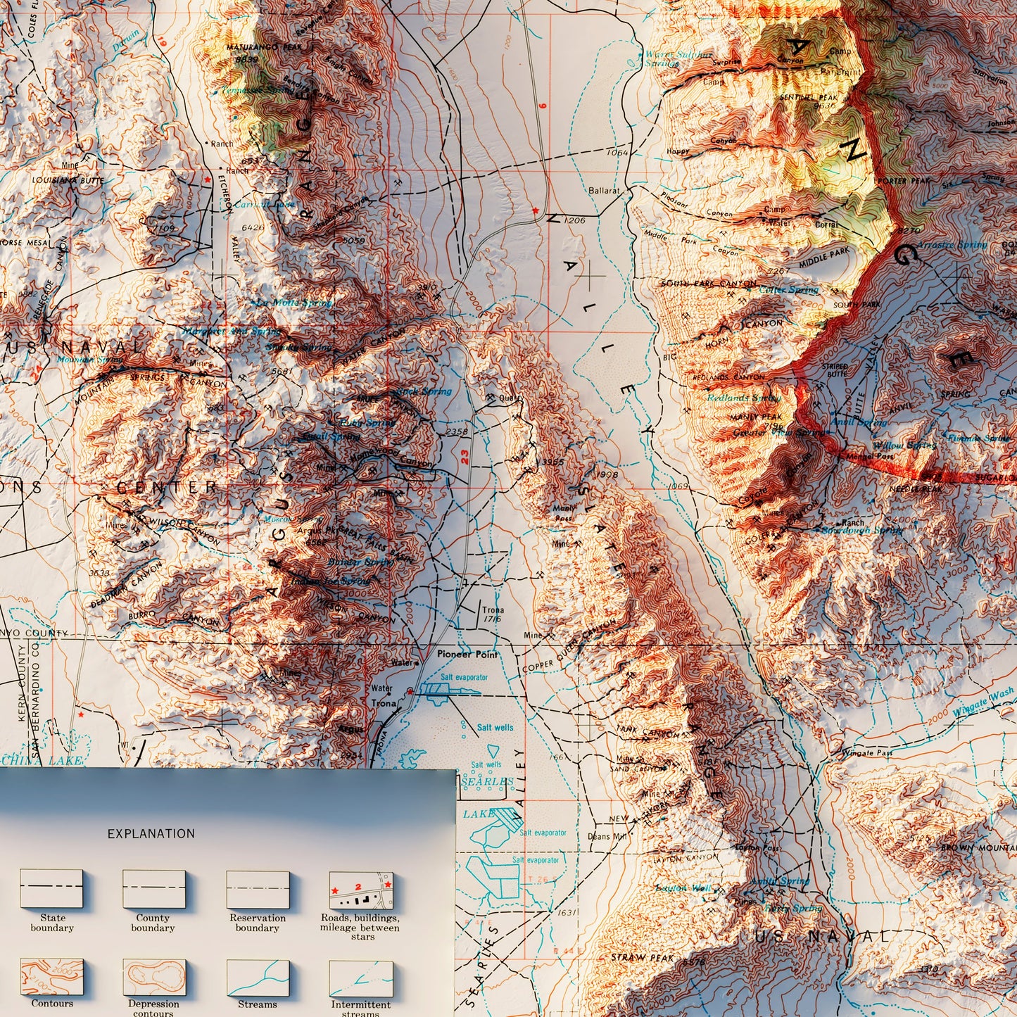 Death Valley 1977 Shaded Relief Map