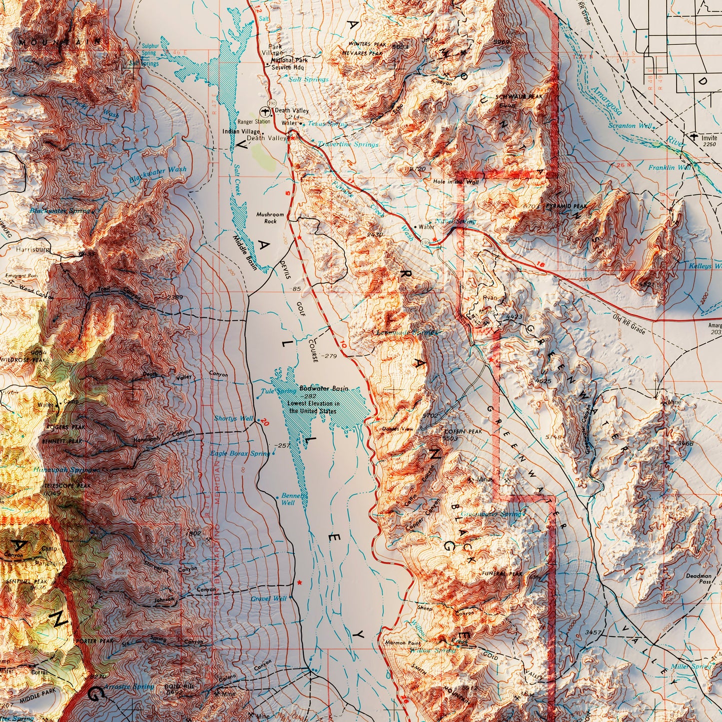Death Valley 1977 Shaded Relief Map
