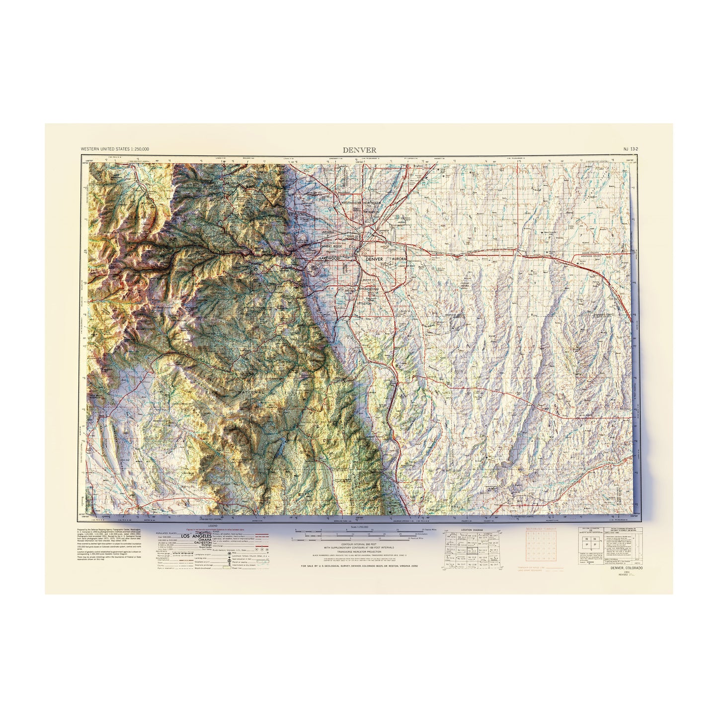 Denver Relief Map - 1953