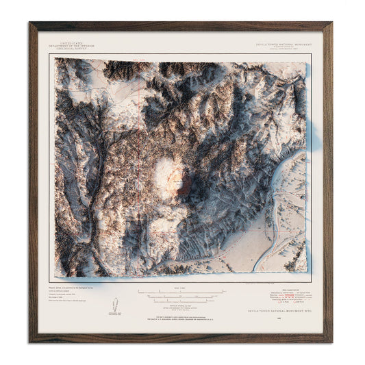 Devils Tower 1954 Shaded Relief Map