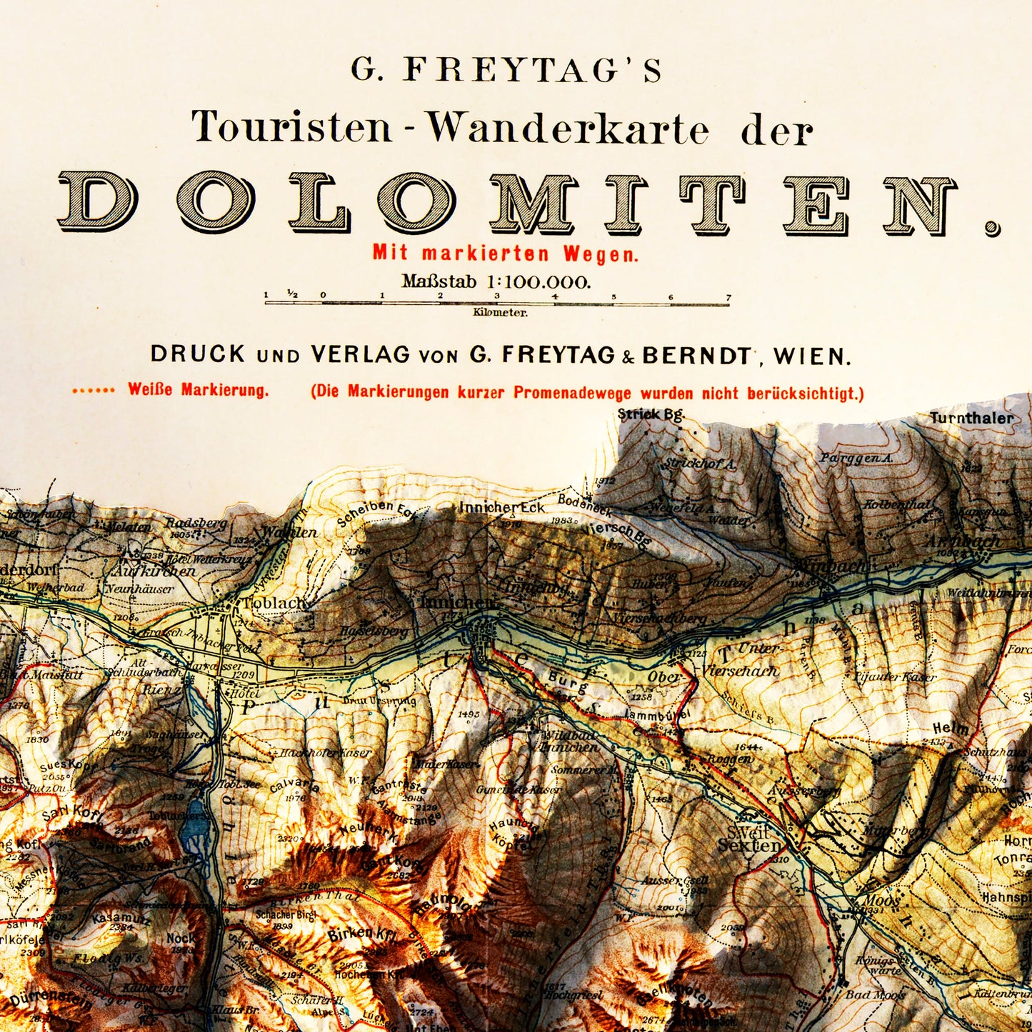 Dolomites 1904 Shaded Relief Map