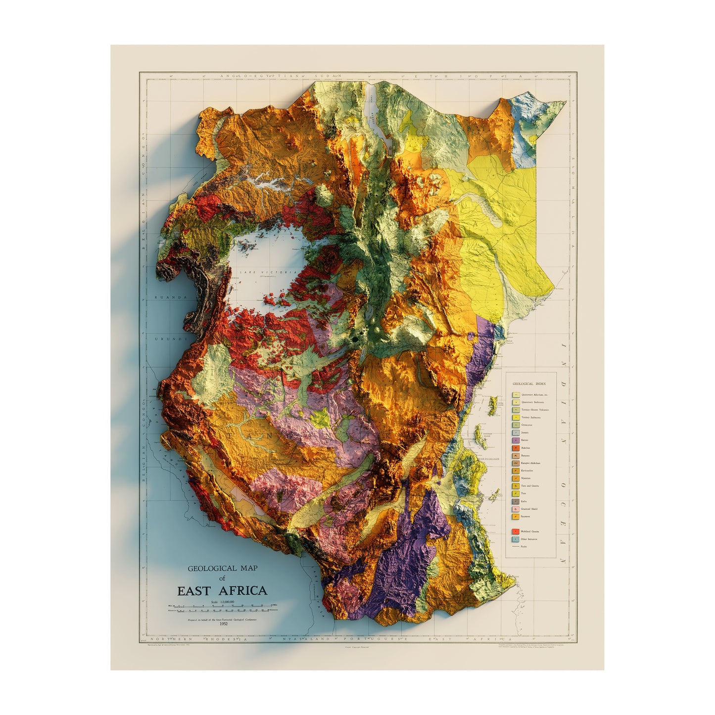 East Africa Relief Map - 1952