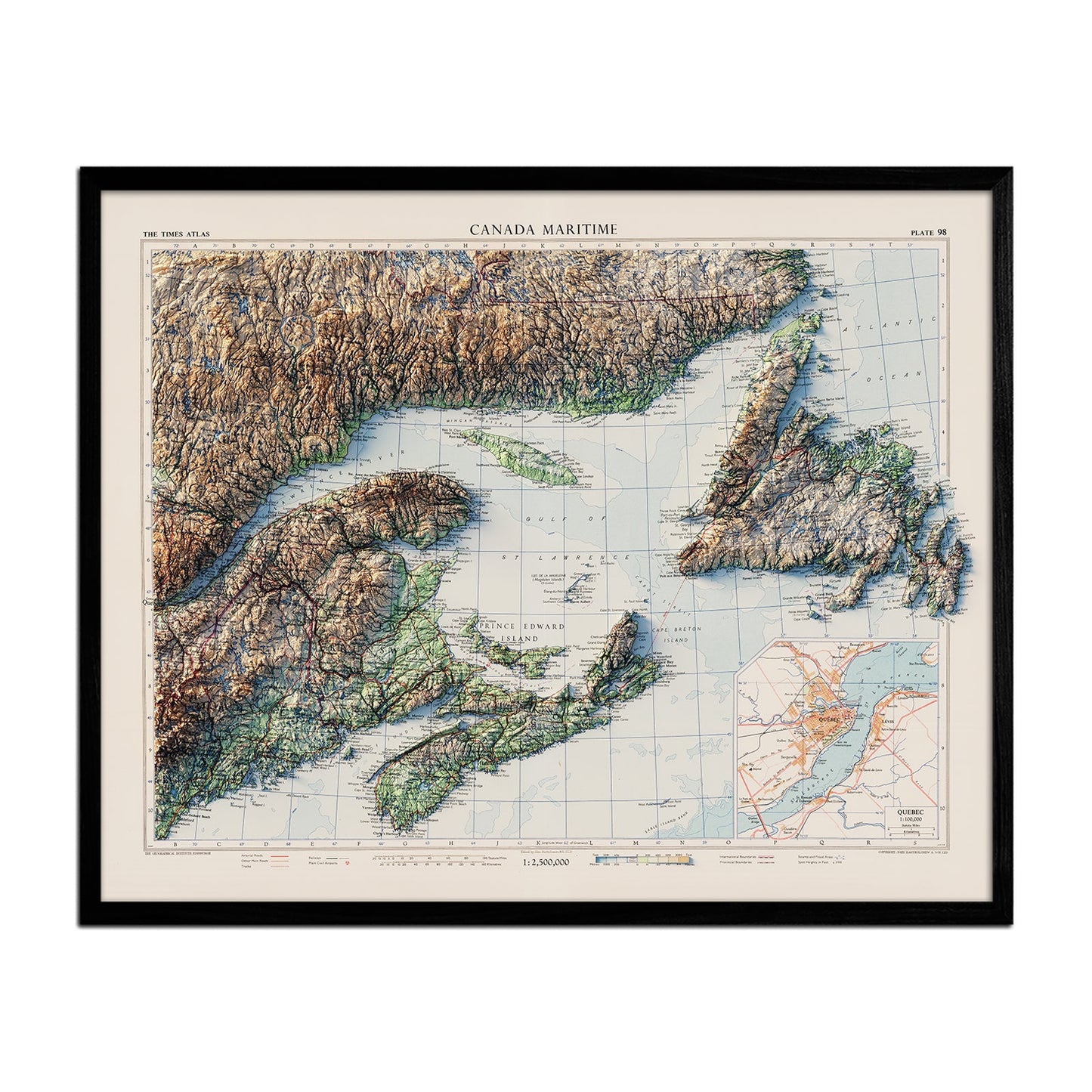 Eastern Canada Relief Map - 1959