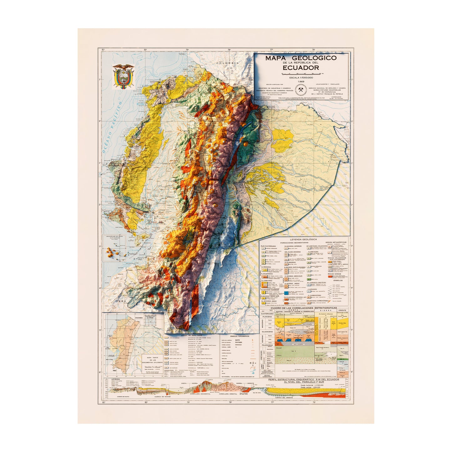 Ecuador 1969 Relief Map