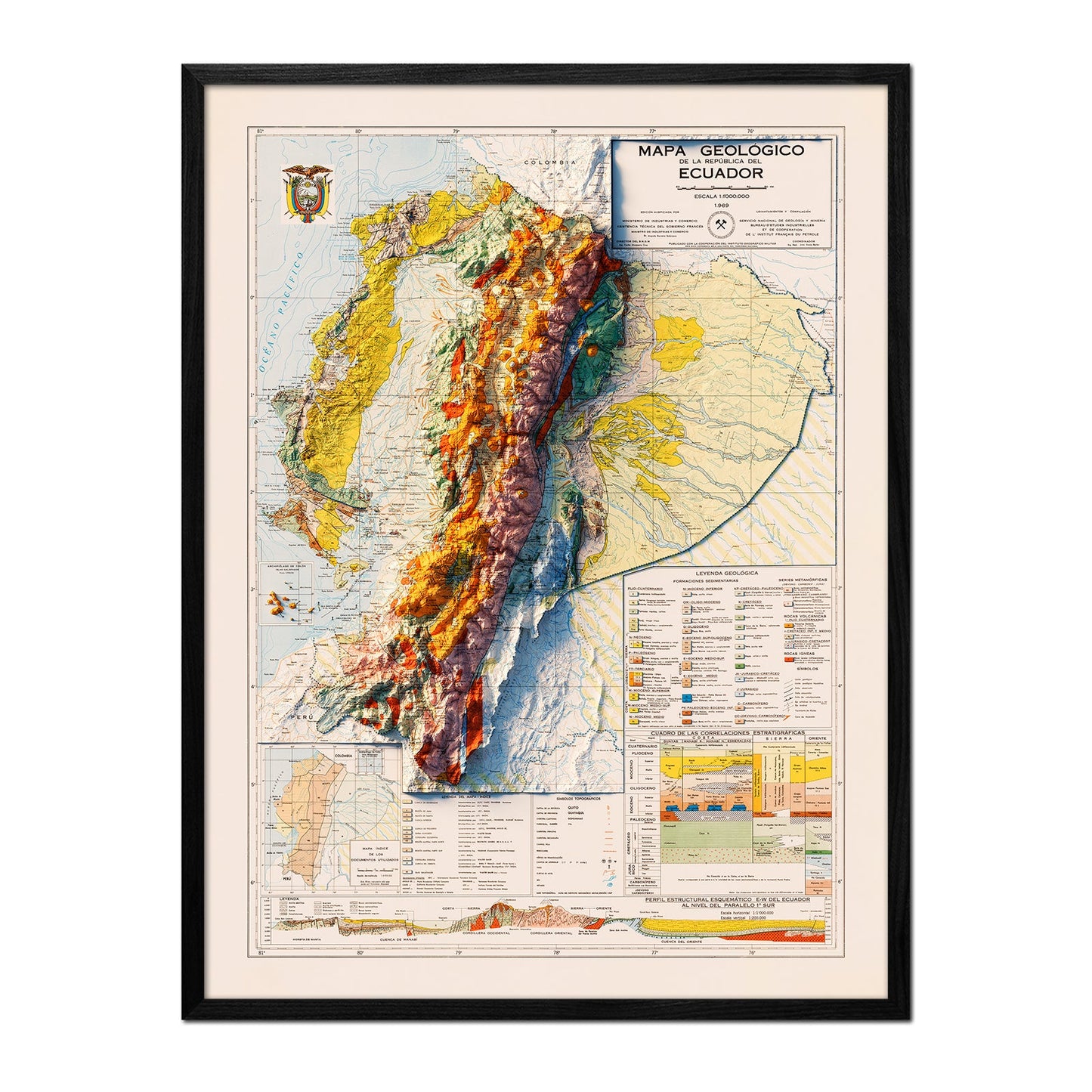 Ecuador 1969 Relief Map
