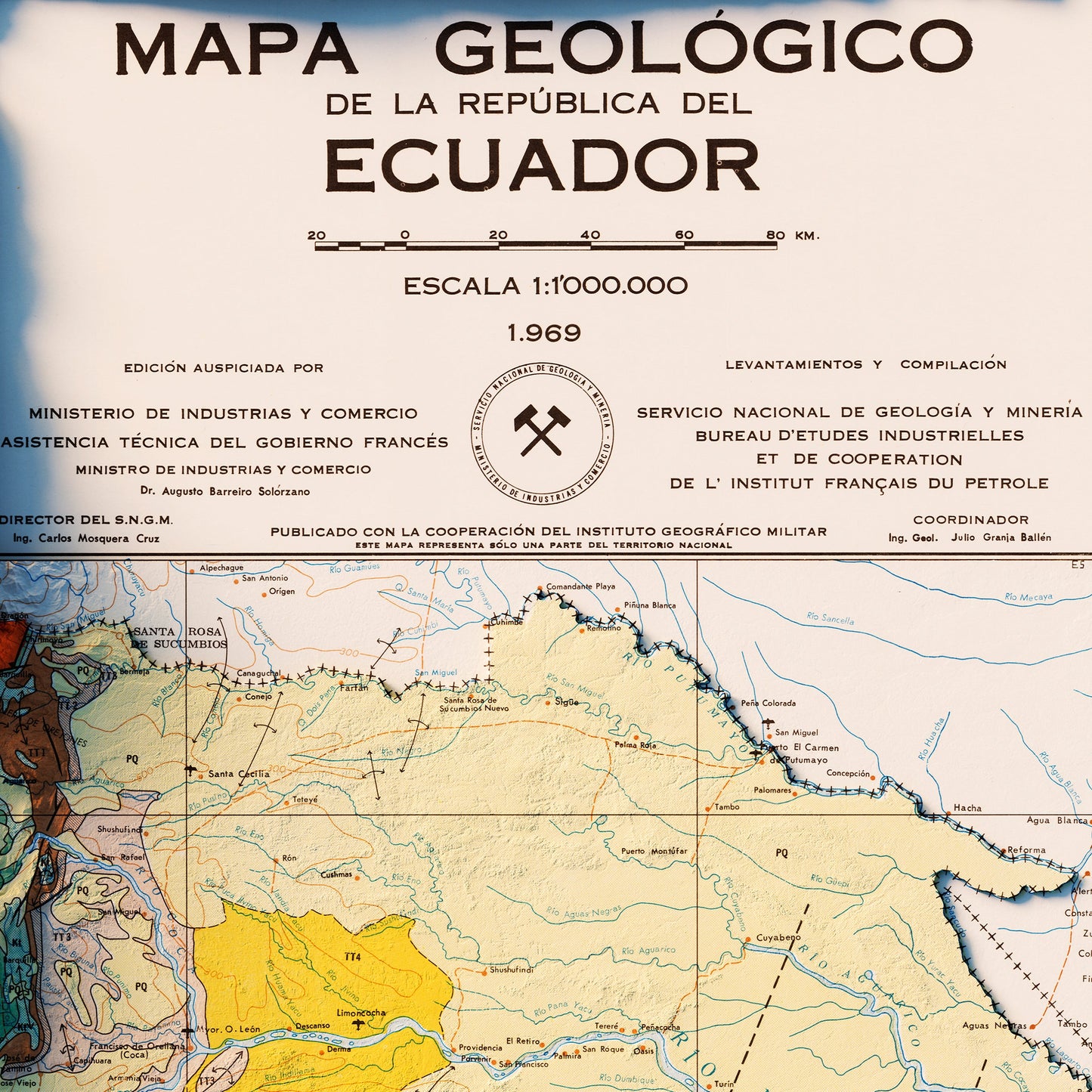 Ecuador 1969 Shaded Relief Map