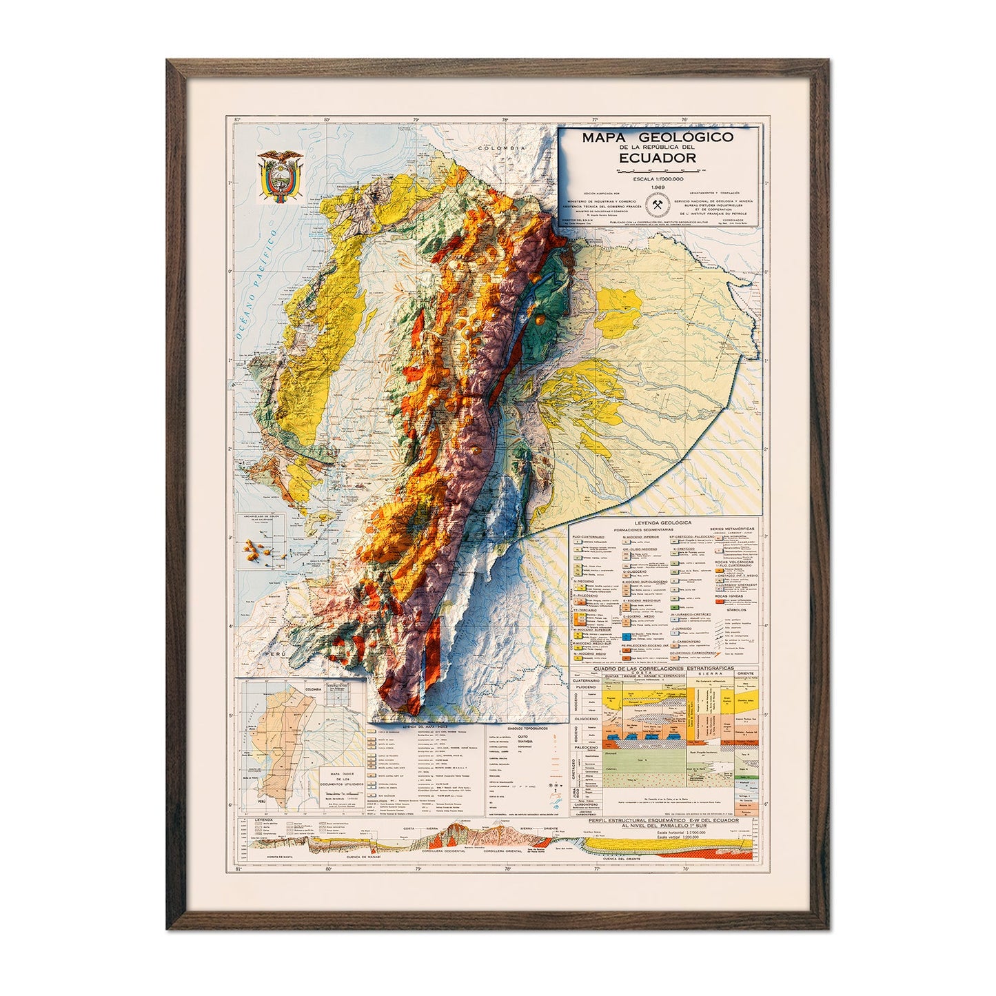 Ecuador 1969 Relief Map