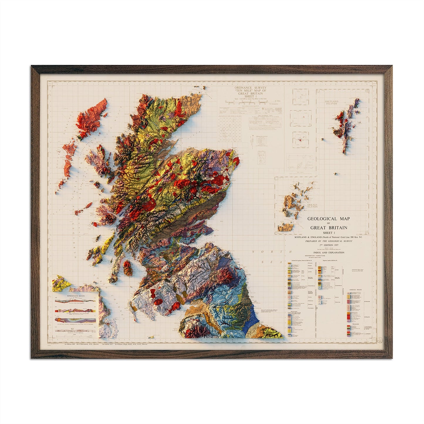 Vintage Relief Map of England and Scotland