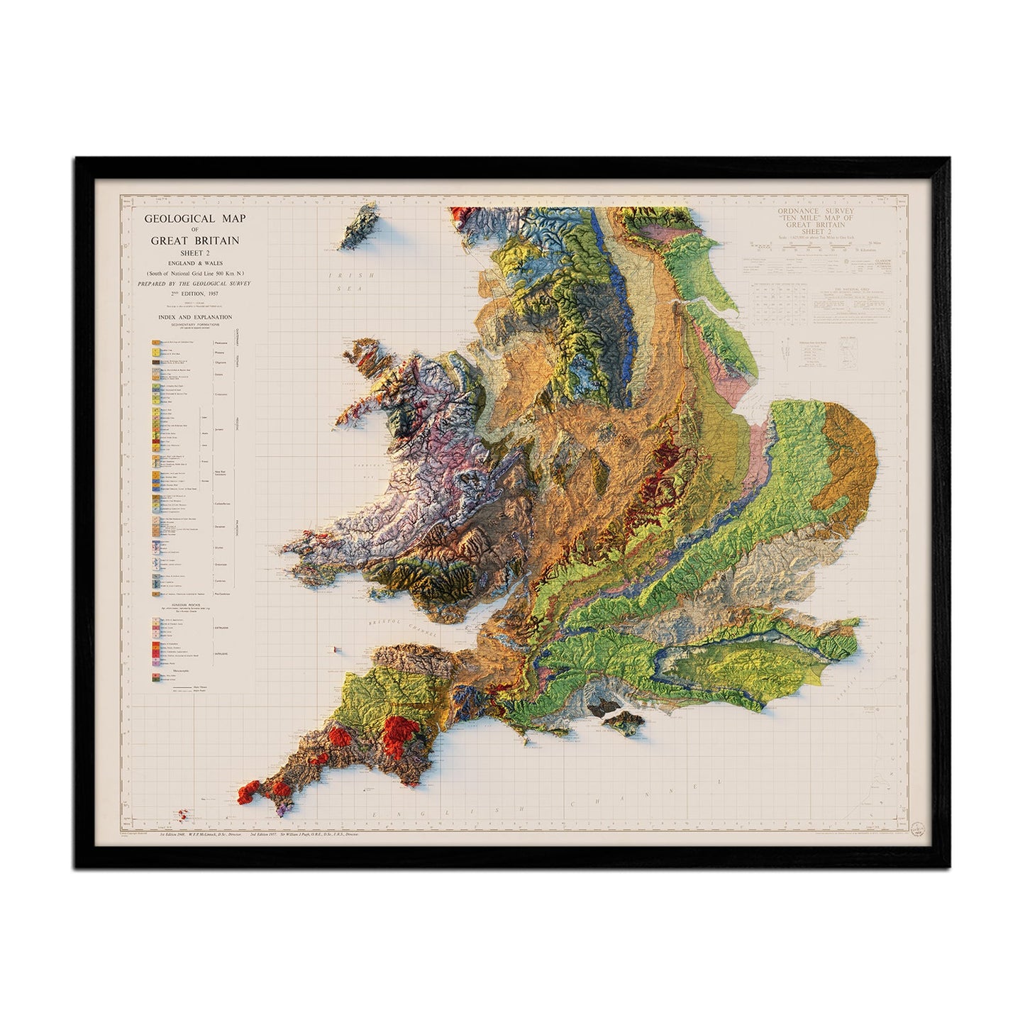 Vintage Relief Map of England and Wales
